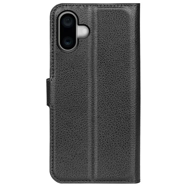For iPhone 16 Plus Case Litchi Texture Leather Phone Cover Horizontal Viewing Stand