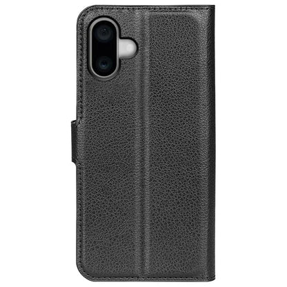 For iPhone 16 Plus Case Litchi Texture Leather Phone Cover Horizontal Viewing Stand