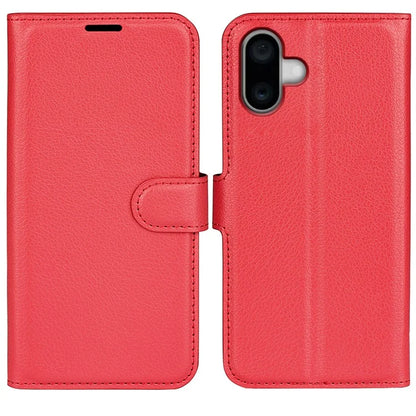 For iPhone 16 Plus Case Litchi Texture Leather Phone Cover Horizontal Viewing Stand