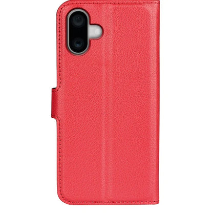 For iPhone 16 Plus Case Litchi Texture Leather Phone Cover Horizontal Viewing Stand