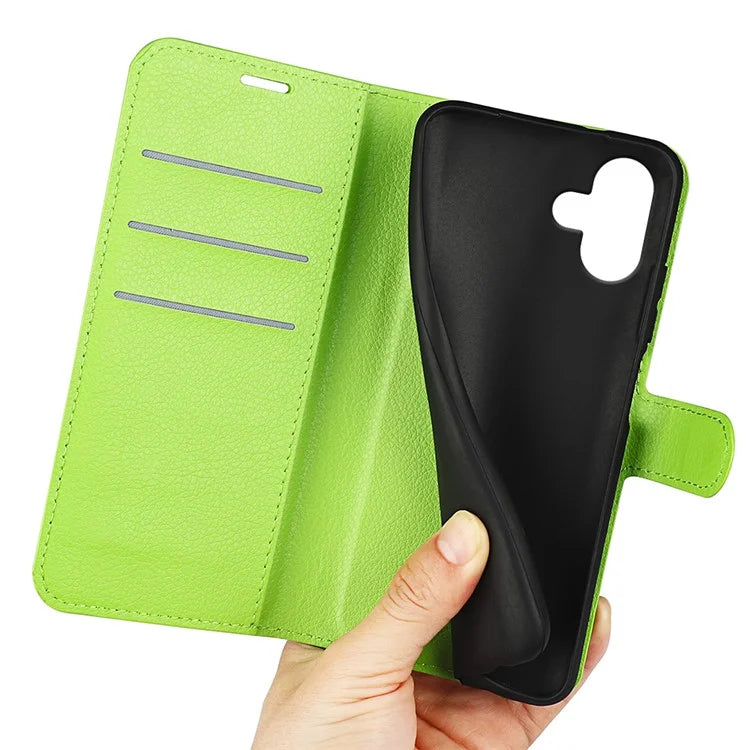 For iPhone 16 Plus Case Litchi Texture Leather Phone Cover Horizontal Viewing Stand