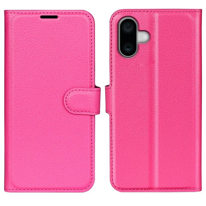 For iPhone 16 Plus Case Litchi Texture Leather Phone Cover Horizontal Viewing Stand
