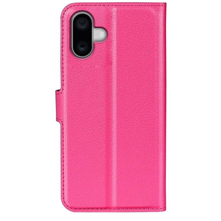 For iPhone 16 Plus Case Litchi Texture Leather Phone Cover Horizontal Viewing Stand