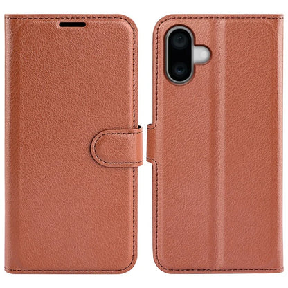 For iPhone 16 Plus Case Litchi Texture Leather Phone Cover Horizontal Viewing Stand
