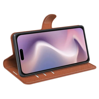 For iPhone 16 Plus Case Litchi Texture Leather Phone Cover Horizontal Viewing Stand