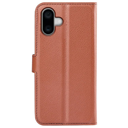 For iPhone 16 Plus Case Litchi Texture Leather Phone Cover Horizontal Viewing Stand
