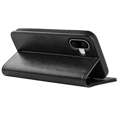 For iPhone 16 Plus Case Crazy Horse Texture Leather Phone Cover Horizontal Viewing Stand