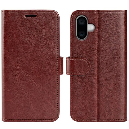 For iPhone 16 Plus Case Crazy Horse Texture Leather Phone Cover Horizontal Viewing Stand