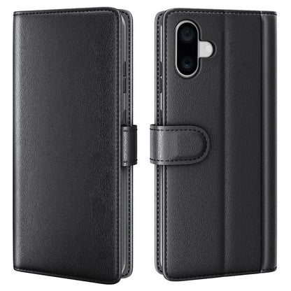 For iPhone 16 Plus Case Wallet Genuine Split Leather Phone Cover Magnetic Clasp