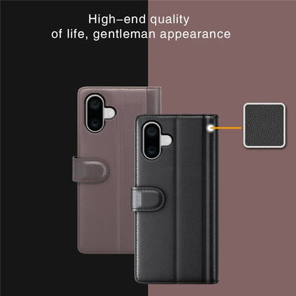For iPhone 16 Plus Case Wallet Genuine Split Leather Phone Cover Magnetic Clasp