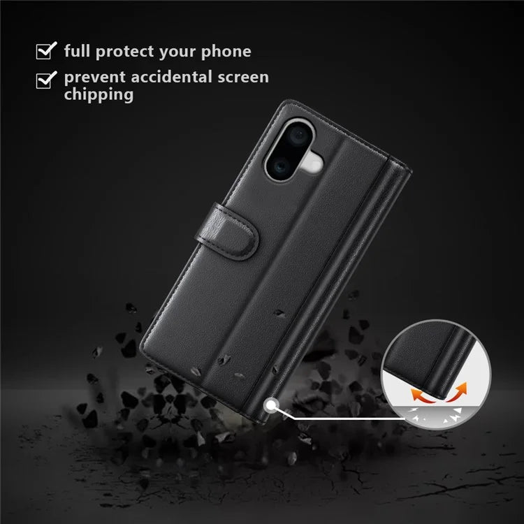 For iPhone 16 Plus Case Wallet Genuine Split Leather Phone Cover Magnetic Clasp