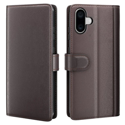 For iPhone 16 Plus Case Wallet Genuine Split Leather Phone Cover Magnetic Clasp