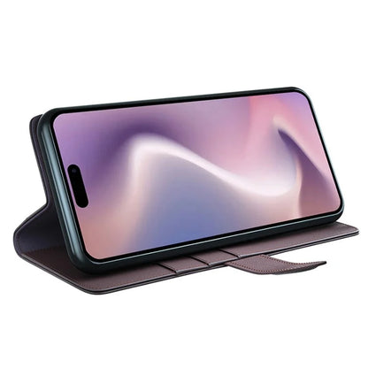 For iPhone 16 Plus Case Wallet Genuine Split Leather Phone Cover Magnetic Clasp