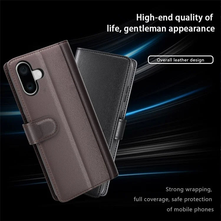 For iPhone 16 Plus Case Wallet Genuine Split Leather Phone Cover Magnetic Clasp