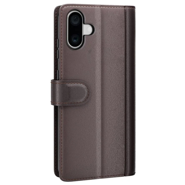 For iPhone 16 Plus Case Wallet Genuine Split Leather Phone Cover Magnetic Clasp