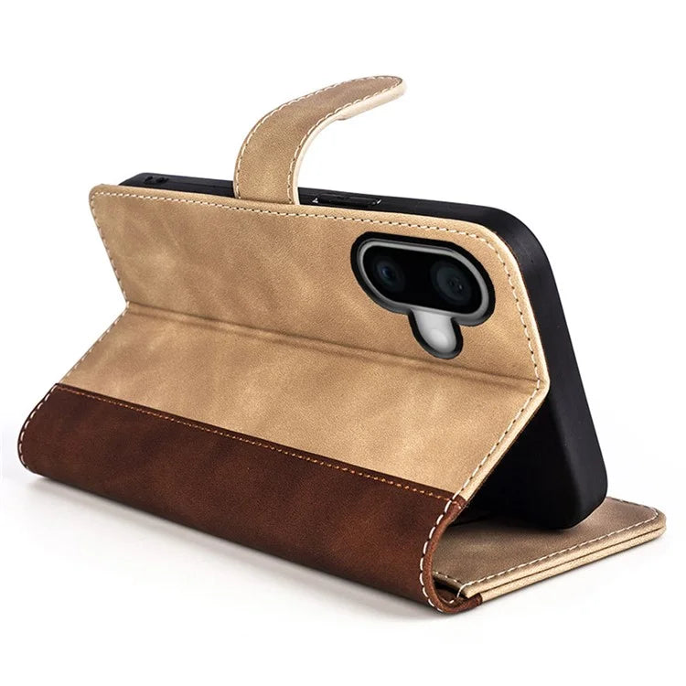 For iPhone 16 Case Wallet Dual Color Flip Leather Phone Cover