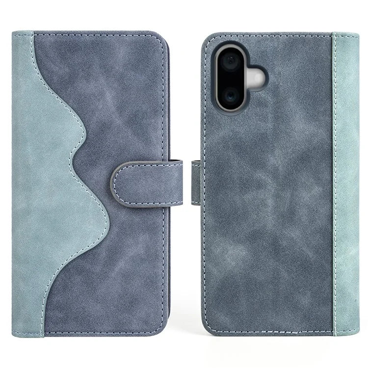 For iPhone 16 Case Wallet Dual Color Flip Leather Phone Cover