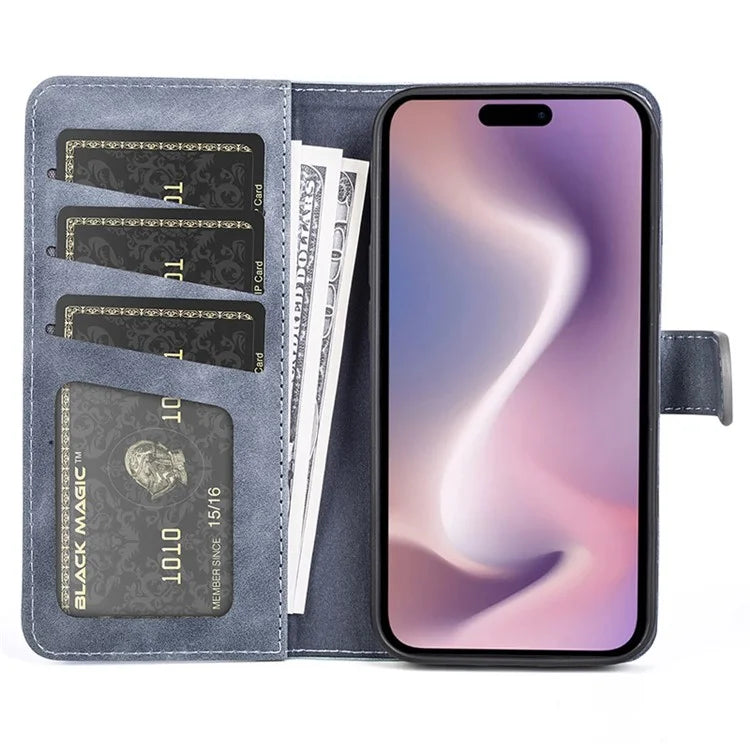 For iPhone 16 Case Wallet Dual Color Flip Leather Phone Cover