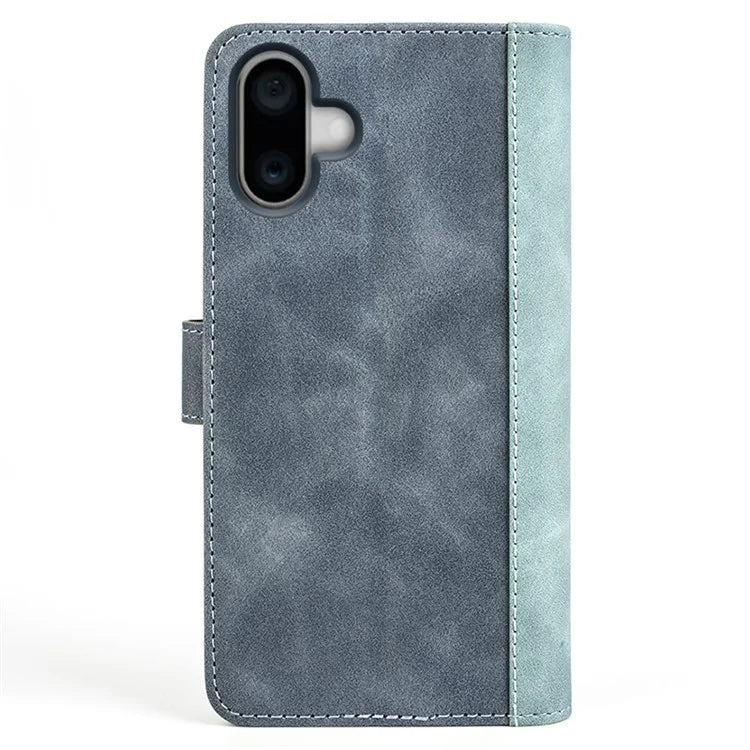 For iPhone 16 Case Wallet Dual Color Flip Leather Phone Cover