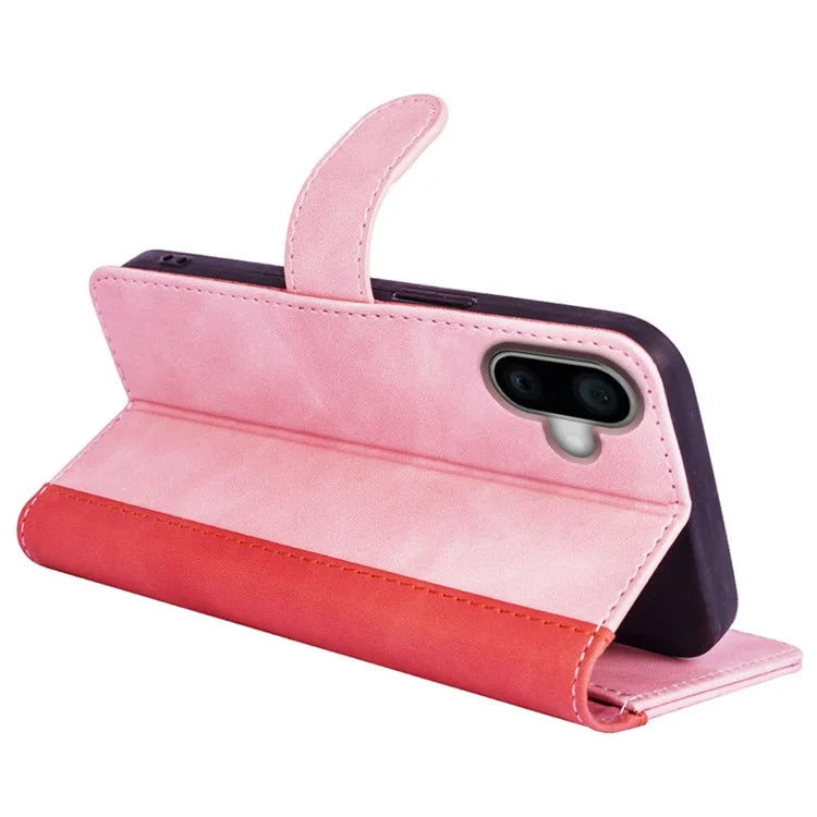 For iPhone 16 Case Wallet Dual Color Flip Leather Phone Cover