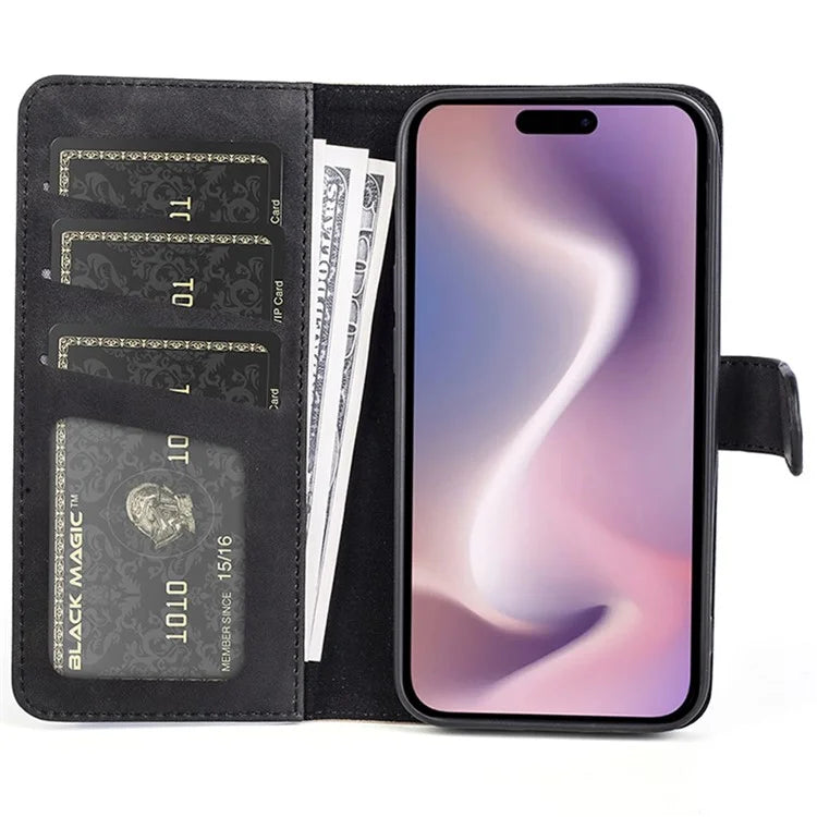 For iPhone 16 Case Wallet Dual Color Flip Leather Phone Cover