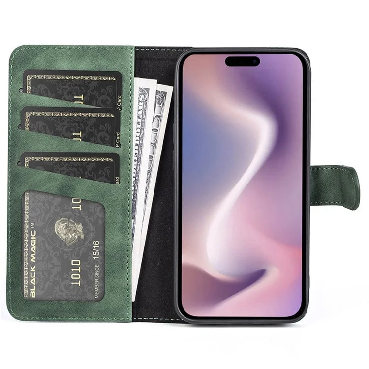 For iPhone 16 Case Wallet Dual Color Flip Leather Phone Cover