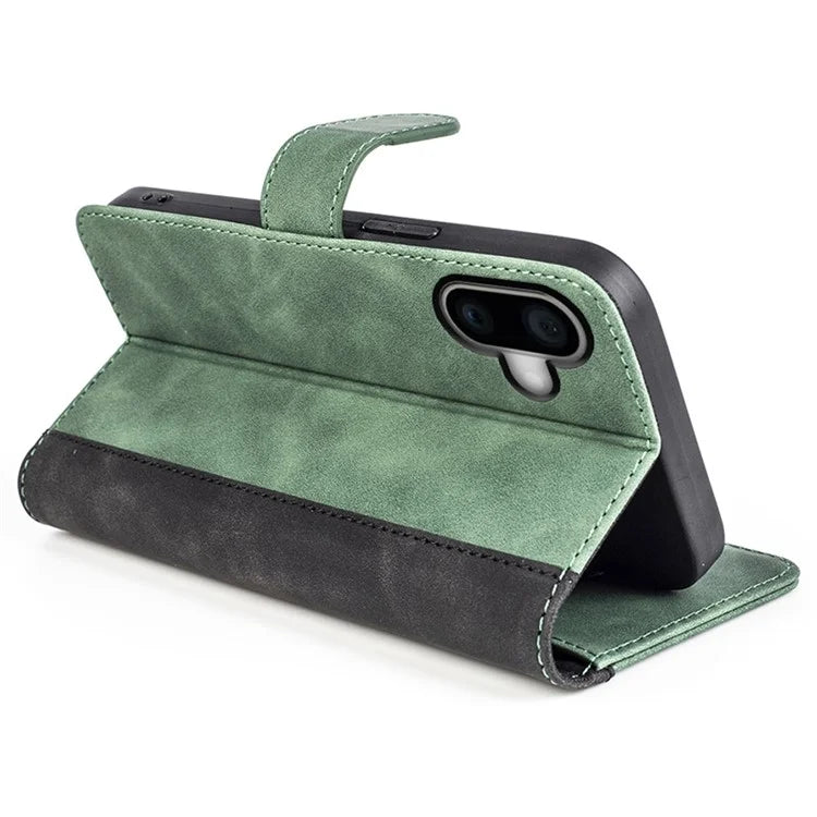 For iPhone 16 Case Wallet Dual Color Flip Leather Phone Cover