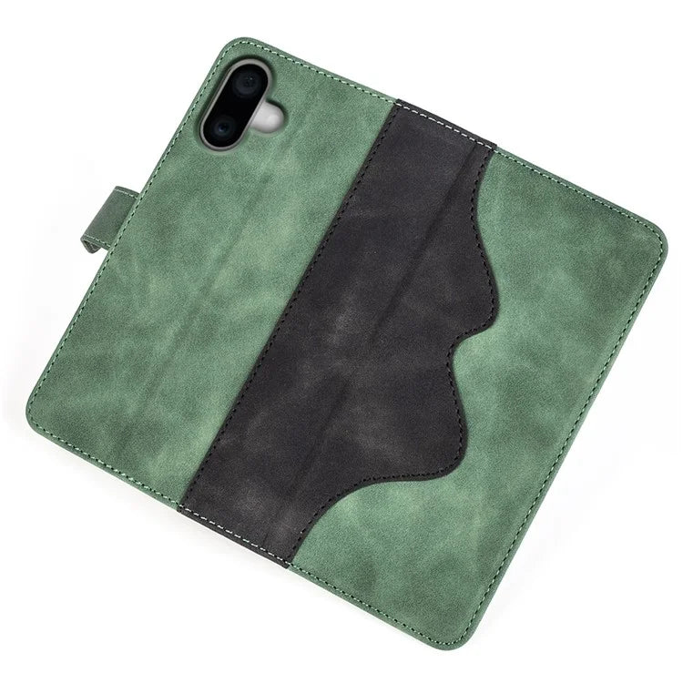 For iPhone 16 Case Wallet Dual Color Flip Leather Phone Cover