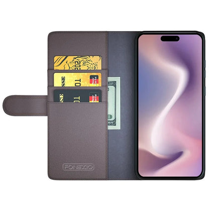 For iPhone 16 Case Genuine Split Leather Phone Cover Wallet Card Slot