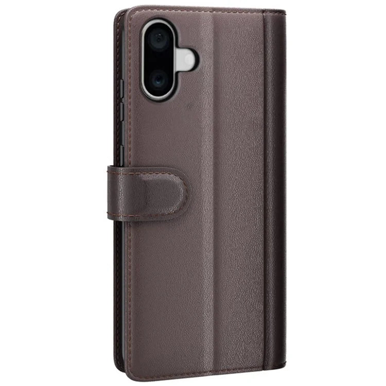 For iPhone 16 Case Genuine Split Leather Phone Cover Wallet Card Slot
