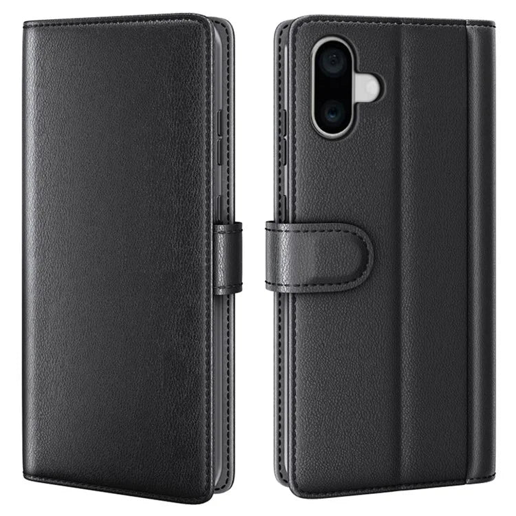 For iPhone 16 Case Genuine Split Leather Phone Cover Wallet Card Slot