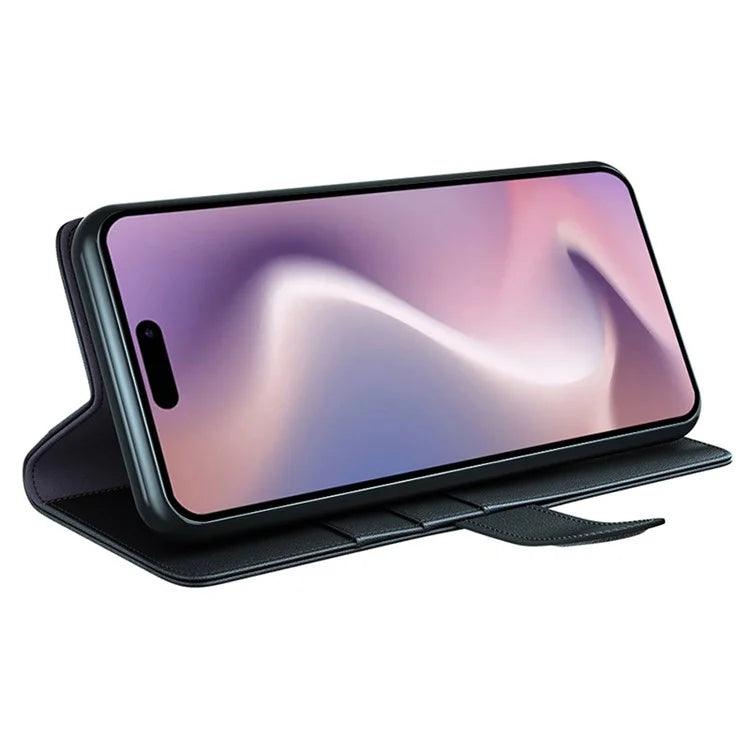 For iPhone 16 Case Genuine Split Leather Phone Cover Wallet Card Slot