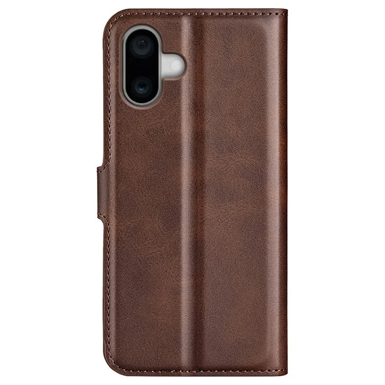 For iPhone 16 Case Calf Texture PU Leather Folio Flip Phone Wallet Cover