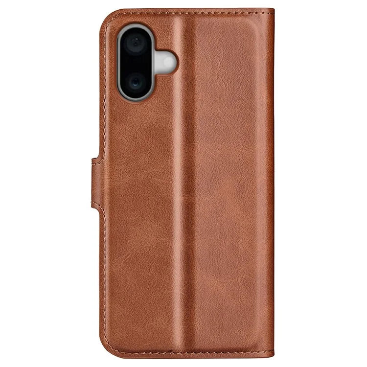 For iPhone 16 Case Calf Texture PU Leather Folio Flip Phone Wallet Cover