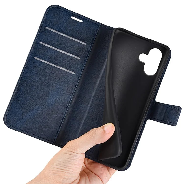 For iPhone 16 Case Calf Texture PU Leather Folio Flip Phone Wallet Cover
