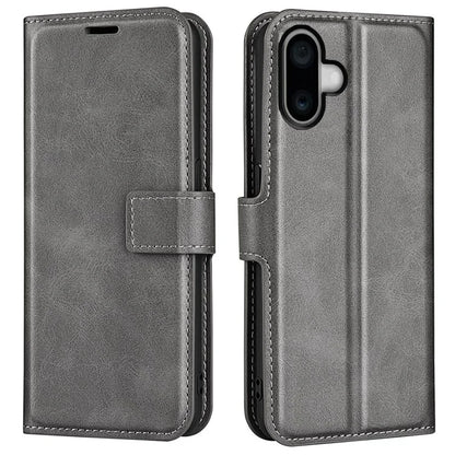For iPhone 16 Case Calf Texture PU Leather Folio Flip Phone Wallet Cover