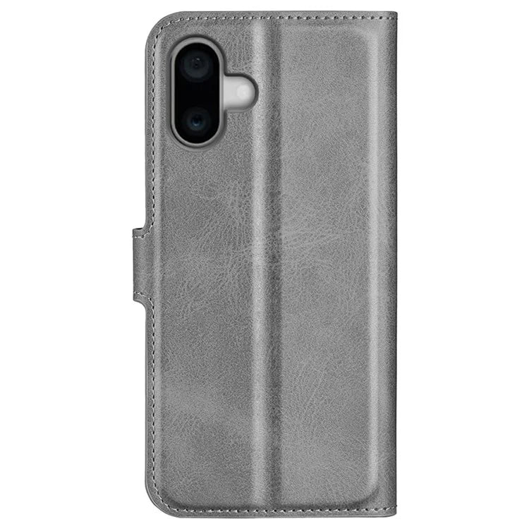For iPhone 16 Case Calf Texture PU Leather Folio Flip Phone Wallet Cover