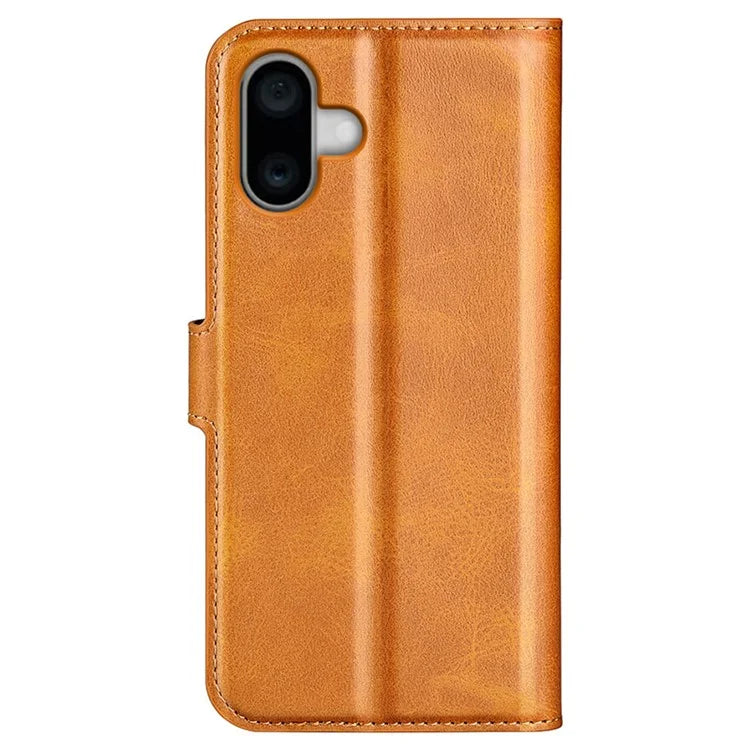 For iPhone 16 Case Calf Texture PU Leather Folio Flip Phone Wallet Cover