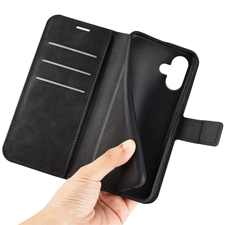 For iPhone 16 Case Calf Texture PU Leather Folio Flip Phone Wallet Cover