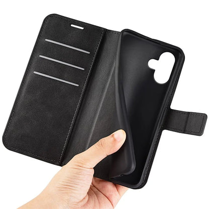 For iPhone 16 Case Calf Texture PU Leather Folio Flip Phone Wallet Cover