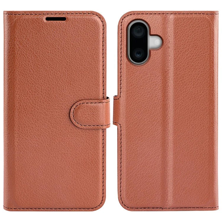 For iPhone 16 Case Wallet Leather Phone Cover Litchi Texture