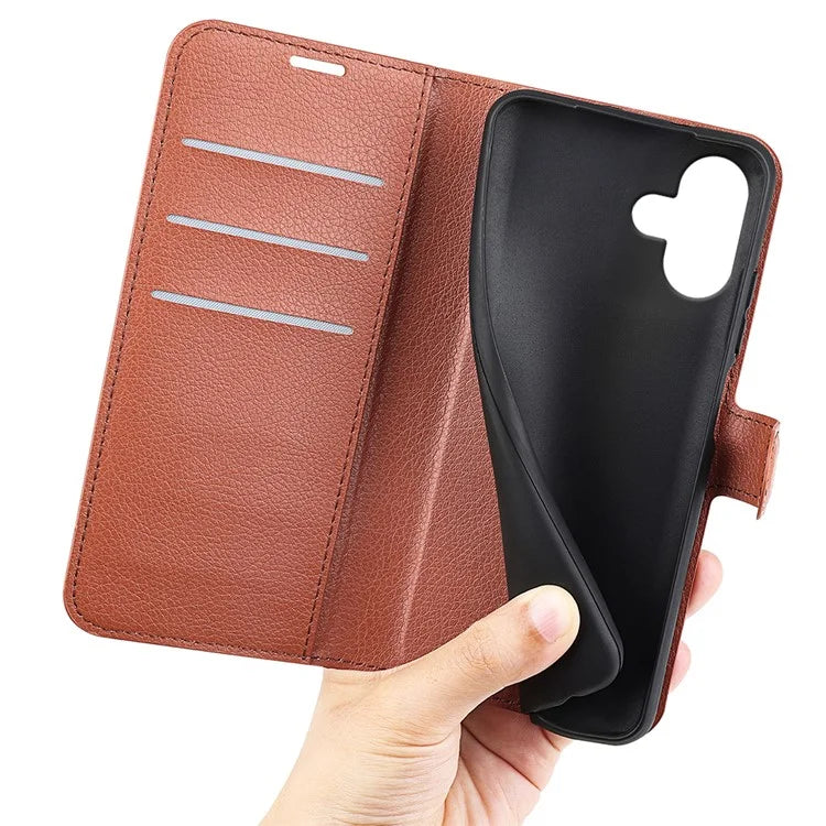 For iPhone 16 Case Wallet Leather Phone Cover Litchi Texture