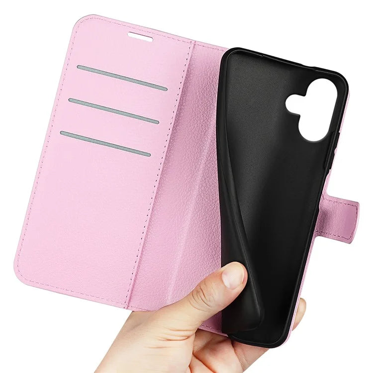 For iPhone 16 Case Wallet Leather Phone Cover Litchi Texture