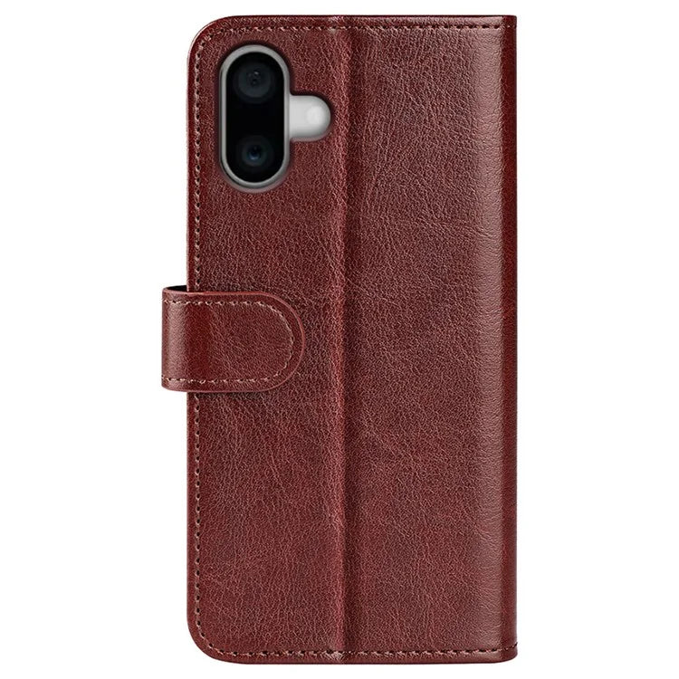 For iPhone 16 Case Crazy Horse Texture Leather Phone Cover Horizontal Viewing Stand
