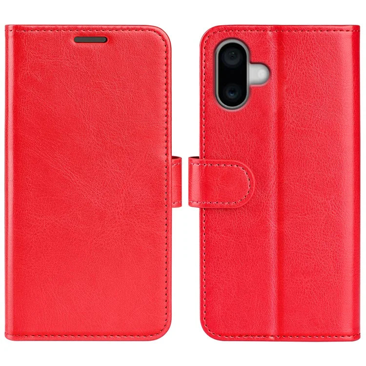 For iPhone 16 Case Crazy Horse Texture Leather Phone Cover Horizontal Viewing Stand