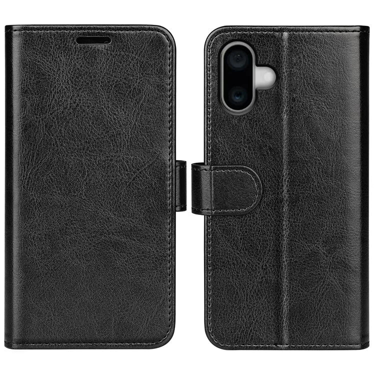 For iPhone 16 Case Crazy Horse Texture Leather Phone Cover Horizontal Viewing Stand