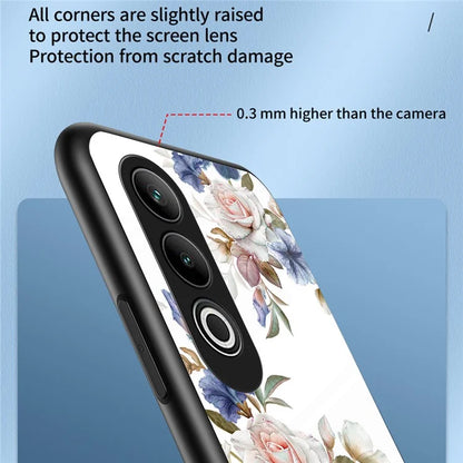 For OnePlus Nord CE4 5G Case Tempered Glass Pattern Printing Phone Cover with Ring Kickstand