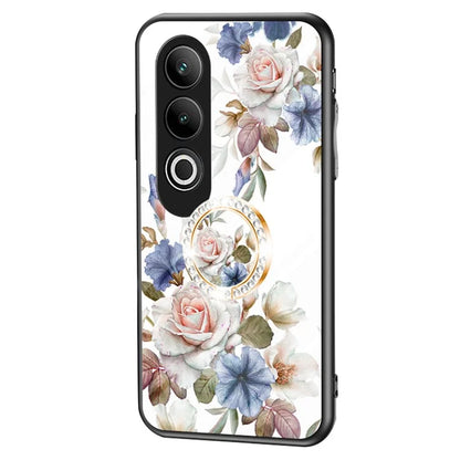 For OnePlus Nord CE4 5G Case Tempered Glass Pattern Printing Phone Cover with Ring Kickstand