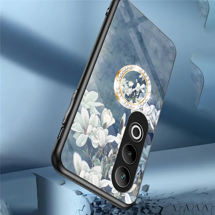 For OnePlus Nord CE4 5G Case Tempered Glass Pattern Printing Phone Cover with Ring Kickstand