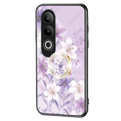 For OnePlus Nord CE4 5G Case Tempered Glass Pattern Printing Phone Cover with Ring Kickstand